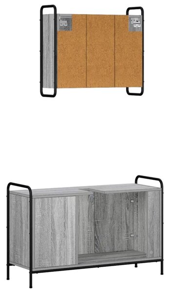 Set ormarića za kupaonicu 2 kom. Siva Sonoma 65 5 x 34 x 61 cm - Siva Sonoma Ormar s umivaonikom (3 vrata) + viseći ormar