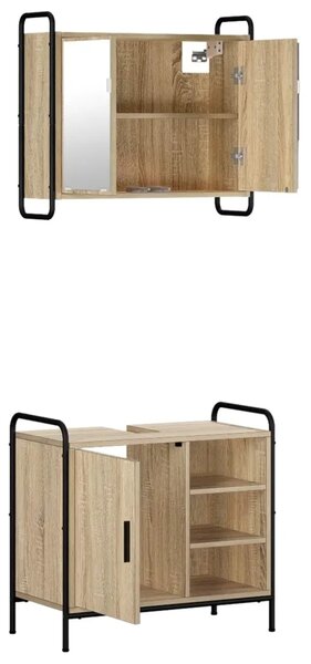 Set ormarića za kupaonicu 2 kom. Hrast sonoma 65 5 x 34 x 61 cm - Hrast sonoma Ormar s umivaonikom (1 vrata i 1 polica) + viseći