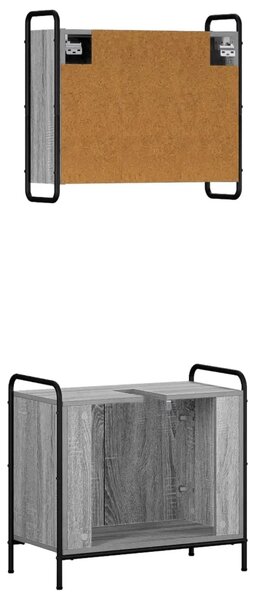 Set ormarića za kupaonicu 2 kom. Siva Sonoma 65 5 x 34 x 61 cm - Siva Sonoma Ormar s umivaonikom (2 vrata) + viseći ormar