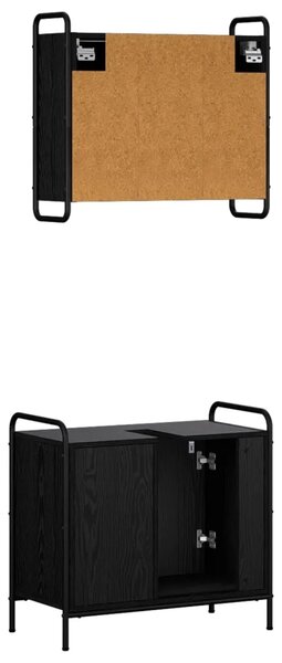 Set ormarića za kupaonicu 2 kom. Crni hrast 65 5 x 34 x 61 cm - Crni hrast Ormar s umivaonikom (1 vrata i 1 polica) + viseći orm