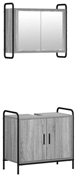 Set ormarića za kupaonicu 2 kom. Siva Sonoma 65 5 x 34 x 61 cm - Siva Sonoma Ormar s umivaonikom (2 vrata) + viseći ormar