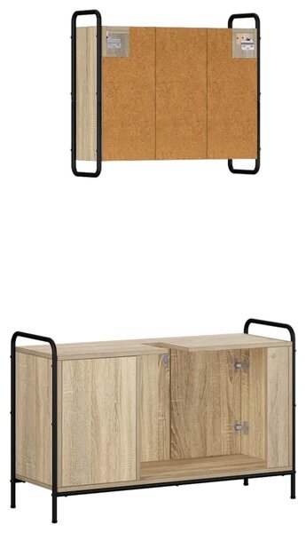 Set ormarića za kupaonicu 2 kom. Hrast sonoma 65 5 x 34 x 61 cm - Hrast sonoma Ormar s umivaonikom (3 vrata) + viseći ormar