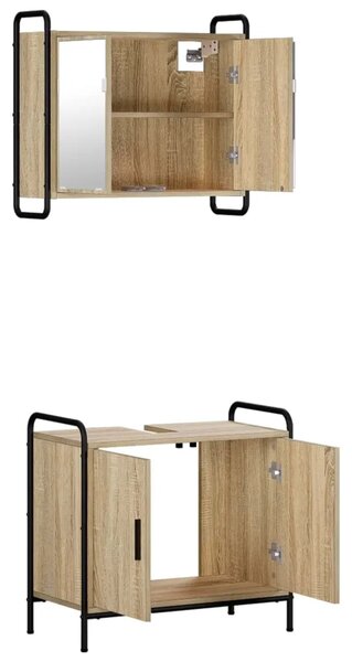 Set ormarića za kupaonicu 2 kom. Hrast sonoma 65 5 x 34 x 61 cm - Hrast sonoma Ormar s umivaonikom (2 vrata) + viseći ormar
