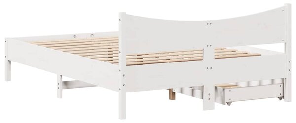 Okvir kreveta s ladicama bijeli 120 x 190 cm od borovine - Bijela / 120 x 190 cm