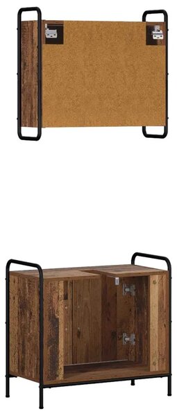 Set ormarića za kupaonicu 2 kom. Staro drvo 65 5 x 34 x 61 cm - Staro drvo Ormar s umivaonikom (2 vrata) + viseći ormar