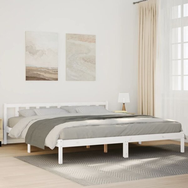 Dugi okvir kreveta bez madraca bijeli 180 x 220 cm od borovine - Bijela / 180 x 220 cm