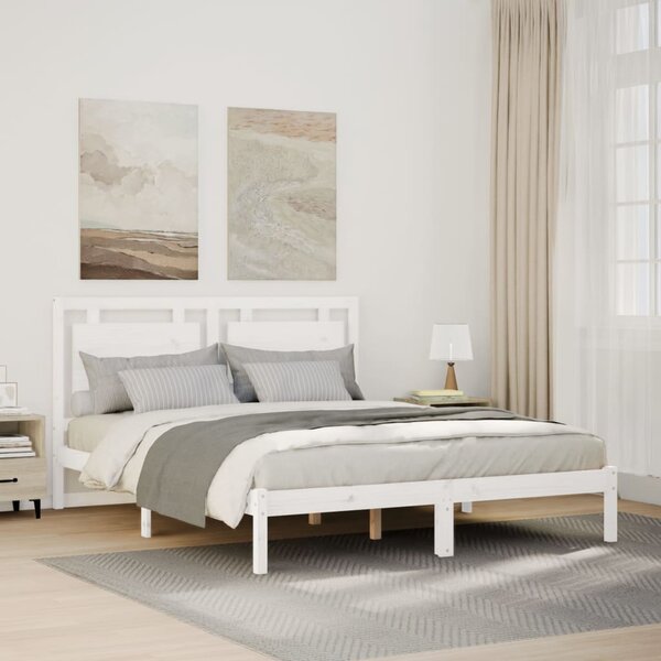 Dugi okvir kreveta bez madraca bijeli 160 x 220 cm masivno drvo - Bijela / 160 x 220 cm