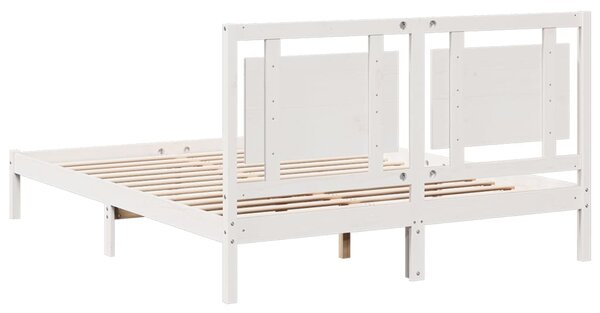 Dugi okvir kreveta bez madraca bijeli 160 x 220 cm masivno drvo - Bijela / 160 x 220 cm