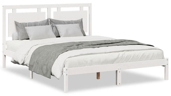 Dugi okvir kreveta bez madraca bijeli 160 x 220 cm masivno drvo - Bijela / 160 x 220 cm