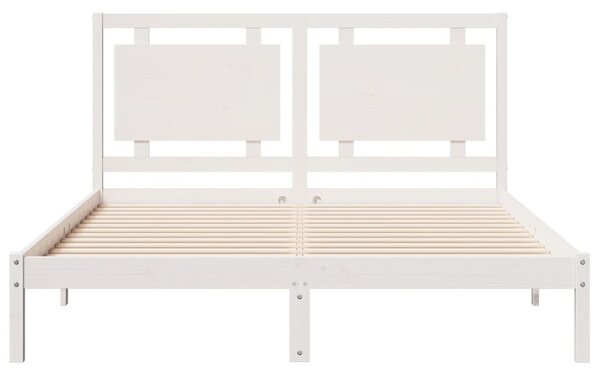 Dugi okvir kreveta bez madraca bijeli 160 x 220 cm masivno drvo - Bijela / 160 x 220 cm