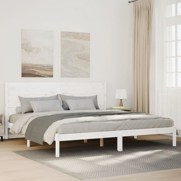 Dugi okvir kreveta bez madraca bijeli 200 x 220 cm masivno drvo - Bijela / 200 x 220 cm