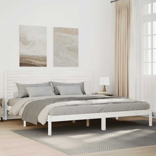 Dugi okvir kreveta bez madraca bijeli 200 x 220 cm masivno drvo - Bijela / 200 x 220 cm