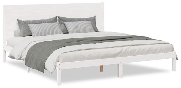Dugi okvir kreveta bez madraca bijeli 200 x 220 cm masivno drvo - Bijela / 200 x 220 cm
