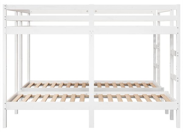 Trostruki krevet na kat bijeli 200x200/80x200 cm od borovine - Bijela / 200 x 200/80 x 200 cm