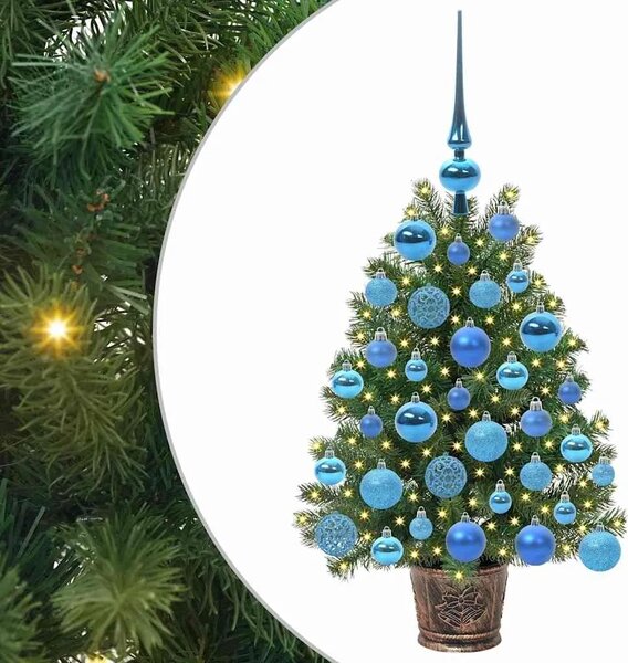 Umjetno božićno drvce Zelena 75 cm PE i PVC - 75 cm s LED-ima i plavim kuglicama