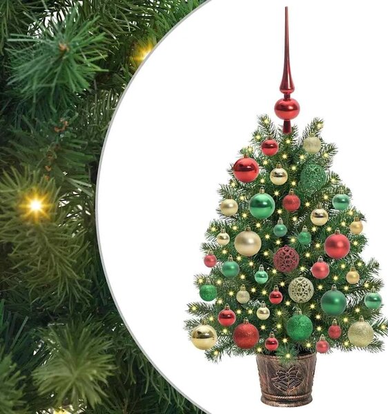 Umjetno božićno drvce s 150 LED svjetlima Zelena 75 cm PE i PVC - 75 cm s LED-ima i šarenim kuglicama
