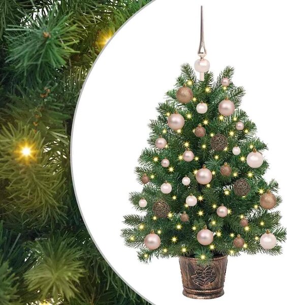 Umjetno božićno drvce s 150 LED svjetlima Zelena 95 cm PE i PVC - 95 cm s LED-ima i ružičastim zlatnim kuglicama