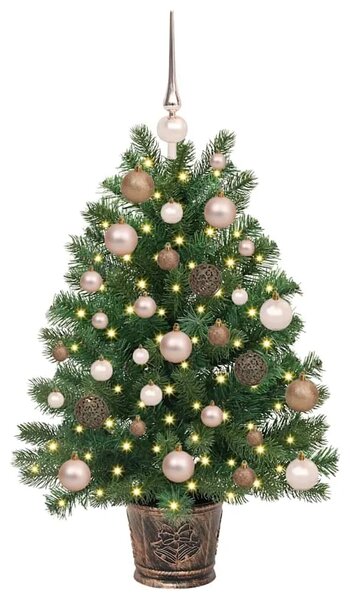 Umjetno božićno drvce s 150 LED svjetlima Zelena 95 cm PE i PVC - 95 cm s LED-ima i ružičastim zlatnim kuglicama