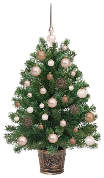 Umjetno božićno drvce s 150 LED svjetlima Zelena 95 cm PE i PVC - 95 cm s LED-ima i ružičastim zlatnim kuglicama