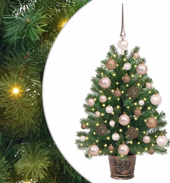 Umjetno božićno drvce s 150 LED svjetlima Zelena 75 cm PE i PVC - 75 cm s LED-ima i ružičastim zlatnim kuglicama