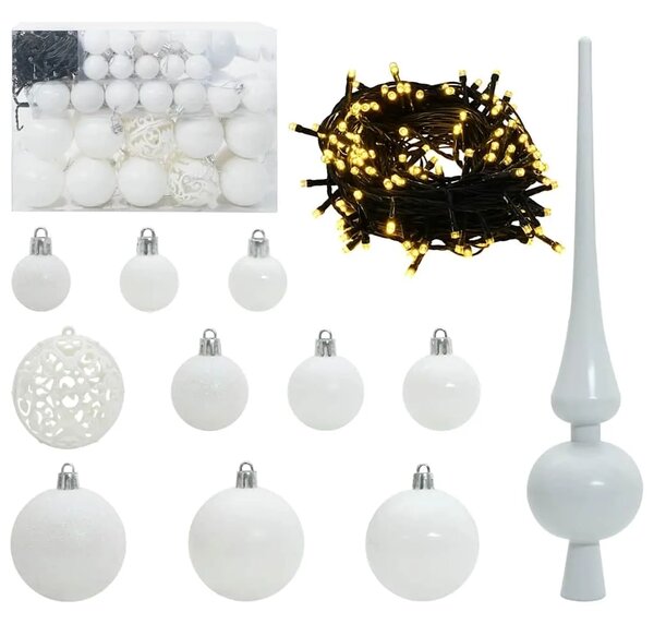 Božićno drvce s 150 LED svjetlima Bijelo 120 cm PE i čelik - 120 cm s LED-icama i bijelim kuglicama