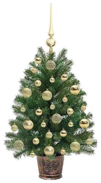 Umjetno božićno drvce s 150 LED svjetlima Zelena 75 cm PE i PVC - 75 cm s LED-ima i zlatnim kuglicama