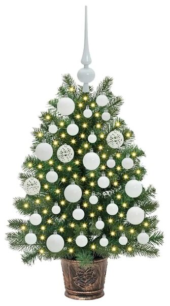 Umjetno božićno drvce s 150 LED svjetlima Zelena 75 cm PE i PVC - 75 cm s LED-icama i bijelim kuglicama