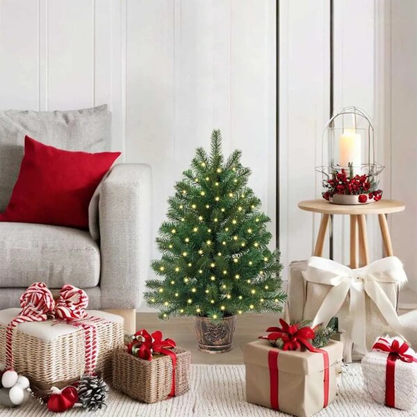 Umjetno božićno drvce s 150 LED svjetlima Zelena 75 cm PE i PVC - 75 cm s LED svjetlima