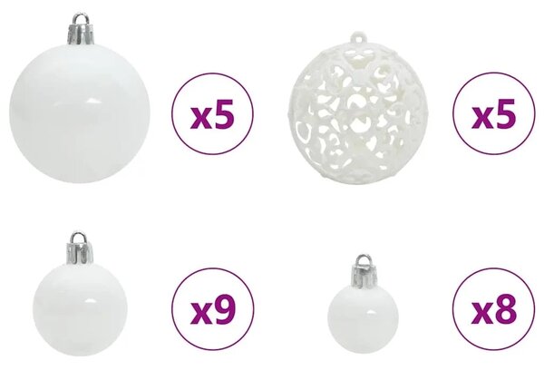 Božićno drvce s 150 LED svjetlima Bijelo 120 cm PE i čelik - 120 cm s LED-icama i bijelim kuglicama