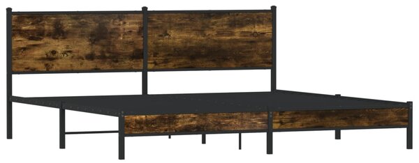 Metalni okvir kreveta bez madraca boja hrasta 200x200 cm - Smeđa / 200 x 200 cm