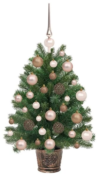 Umjetno božićno drvce s 150 LED svjetlima Zelena 75 cm PE i PVC - 75 cm s LED-ima i ružičastim zlatnim kuglicama