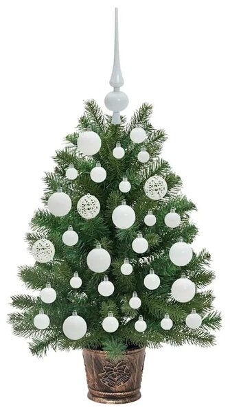 Umjetno božićno drvce s 150 LED svjetlima Zelena 75 cm PE i PVC - 75 cm s LED-icama i bijelim kuglicama