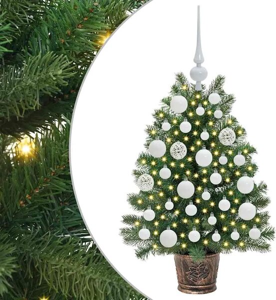 Umjetno božićno drvce s 150 LED svjetlima Zelena 75 cm PE i PVC - 75 cm s LED-icama i bijelim kuglicama