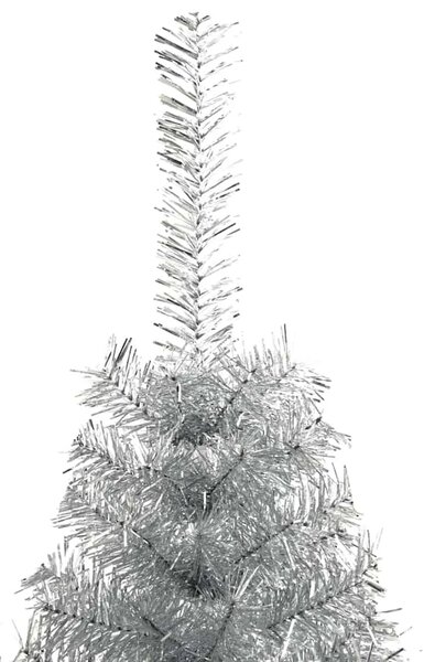 Umjetno predsvijetljeno božićno drvce Srebrno 120 cm PET - Srebrna 120 cm s 60 zlatnim ružama