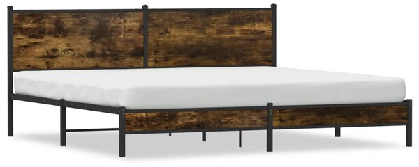 Metalni okvir kreveta bez madraca boja hrasta 200x200 cm - Smeđa / 200 x 200 cm