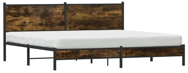 Metalni okvir kreveta bez madraca boja hrasta 200x200 cm - Smeđa / 200 x 200 cm