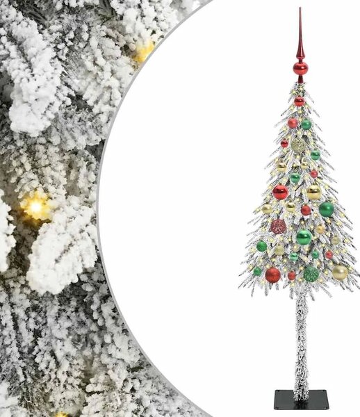 Božićno drvce s 150 LED svjetlima Bijelo 120 cm PE i čelik - 120 cm s LED-icama i šarenim kuglicama