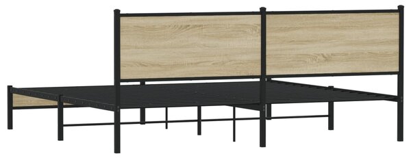 Metalni okvir kreveta bez madraca boja hrasta sonome 200x200 cm - Smeđa / 200 x 200 cm