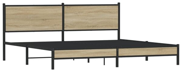 Metalni okvir kreveta bez madraca boja hrasta sonome 200x200 cm - Smeđa / 200 x 200 cm