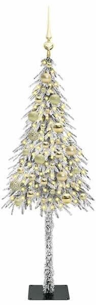 Božićno drvce s 150 LED svjetlima Bijelo 120 cm PE i čelik - 120 cm s LED-icama i zlatnim kuglicama