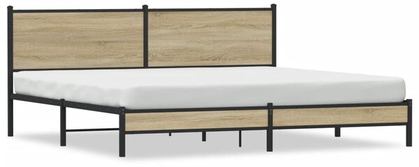 Metalni okvir kreveta bez madraca boja hrasta sonome 200x200 cm - Smeđa / 200 x 200 cm