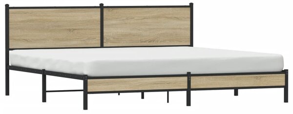 Metalni okvir kreveta bez madraca boja hrasta sonome 200x200 cm - Smeđa / 200 x 200 cm