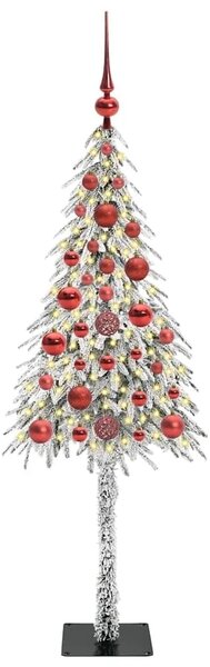 Božićno drvce s 150 LED svjetlima Bijelo 120 cm PE i čelik - 120 cm s LED-icama i crvenim kuglicama