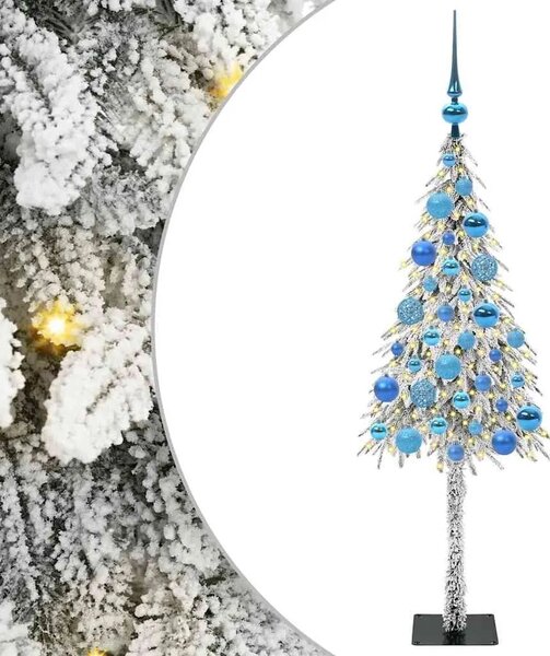 Božićno drvce s 150 LED svjetlima Bijelo 120 cm PE i čelik - 120 cm s LED-icama i plavim kuglicama