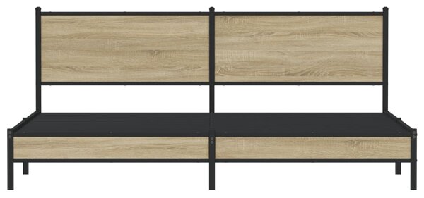 Metalni okvir kreveta bez madraca boja hrasta sonome 200x200 cm - Smeđa / 200 x 200 cm