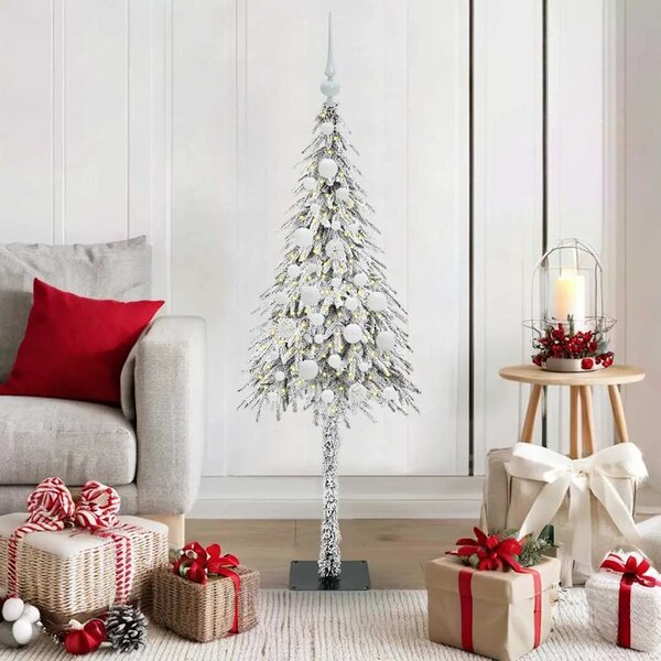 Božićno drvce s 150 LED svjetlima Bijelo 120 cm PE i čelik - 120 cm s LED-icama i bijelim kuglicama