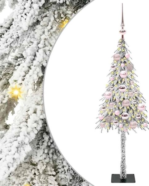 Božićno drvce s 150 LED svjetlima Bijelo 120 cm PE i čelik - 120 cm s LED-icama i ružičastim kuglicama