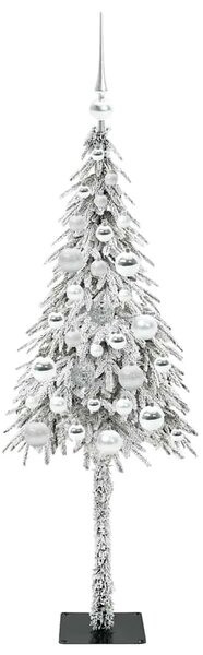 Božićno drvce s 150 LED svjetlima Bijelo 120 cm PE i čelik - 120 cm s LED-icama i srebrnim kuglicama