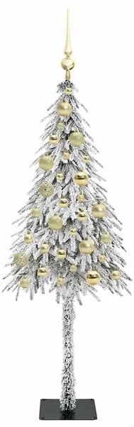 Božićno drvce s 150 LED svjetlima Bijelo 120 cm PE i čelik - 120 cm s LED-icama i zlatnim kuglicama