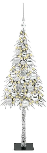 Božićno drvce s 150 LED svjetlima Bijelo 120 cm PE i čelik - 120 cm s LED-icama i srebrnim kuglicama
